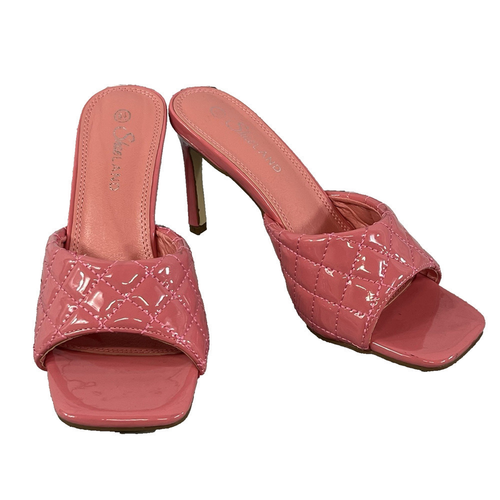 Shoe Land Heels Pumps Mules Shoes size 8.5 Quilted Pink Patent Wedding Church